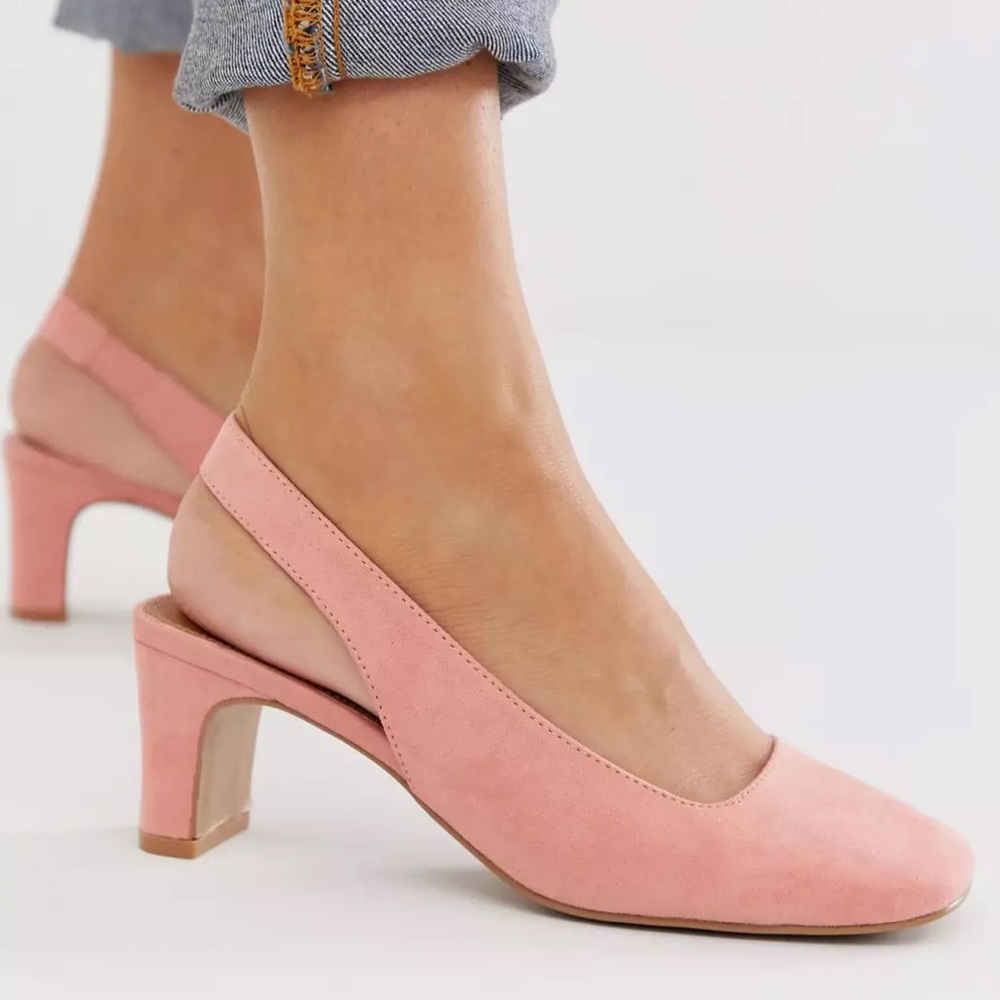 ASOS SLINGBACK SQUARE TOE BLOCK HEELS SIZE 8